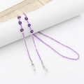 Vintage purple beaded eyewear chain with floral accents and lobster clasps for women - Boho Flower Purple