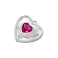 Pendente a cuore argentato con pietra rosso rubino e accenti di zirconi bianchi - Placcato Platino Zirconia Rosso Rosa