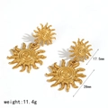 Gold Double Layer Sun Shaped Earrings (TE60655)
