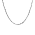 Elegant silver box chain necklace in minimalist stainless steel style for women - Silver