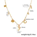 Specifiche dettagliate delle dimensioni per collana multi-ciondolo in acciaio dorato e zircone - Collana con Ciondolo a Forma di Delfino d'Oro con Zirconi e Accessori Multipli / Oro