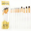 10-piece artist paint brush set with white plastic handles and yellow nylon bristles - White (10pcs Set)