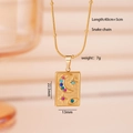 Collana con ciondolo tarocchi dorato con strass colorati su catena a serpente - Stella Luna Occhio Ciondolo Rettangolare (TG 2667)