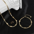 Elegant 18k gold plated stainless steel jewelry set with butterfly pendant necklace and earrings - Butterfly (S00058G-3)
