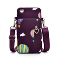 Petit sac bandoulière violet pour téléphone avec motifs de montgolfières colorées - Montgolfière / Grande taille avec trou pour écouteurs / Fuchsia