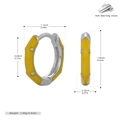Detailed dimensions of yellow enamel 925 sterling silver hoop earrings with measurements - White Gold Plated 925 Silver - Yellow