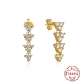 Orecchini lunghi in argento sterling 925 con triangoli in zircone e finitura dorata - Nappa a Triangolo / Oro