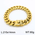 Bracelet à maillons cubains dorés avec cristaux CNC et fermoir à boîte pour hommes - Bracelet Doré (KB153145-KFC) / 21.5cm x 1.4cm