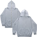 Classic grey full-zip hooded sweatshirt with long sleeves and kangaroo pockets for adults - Light Gray