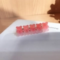 Gradient pink gummy bear hair clips with matte texture on golden metal slide - Red-Pink Gradient
