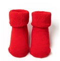 Thick red terry cotton baby Christmas socks with cartoon details and warm cuffs - Approx. 0-1 Year / Plain Red
