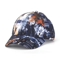 Tie-dye baseball cap with tropical fruit print and abstract urban ink design in navy and orange - Abstract Urban Splash Ink Style (29#)