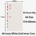 A6 size ivory white grid paper refills with 6 holes and 80g thickness for binders - A6 6-Hole Grid Refill (80 Sheets)