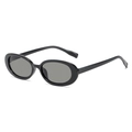 Gafas de sol ovaladas retro con montura negra y lentes grises para un estilo urbano - Montura Negra Lente Gris