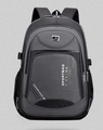 Dark gray sport backpack with multi-pocket design and wide cushioned shoulder straps - 9057 Grey