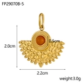 Pendentif en forme d'éventail en acier inoxydable doré avec pierre naturelle orange - FP29070B-5 Style Orange