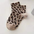 Dames sokken met luipaardprint in kaki, zwart en bruin voor een trendy uitstraling - [Laag Model] Kakigroen