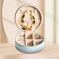 Portable round blue velvet jewelry box with internal ring slots and necklace hooks - 10*10*5cm / Light Blue - Velvet