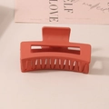 Matte orange rectangular hair claw clip for thick hair with multi-tooth design - #21 Frosted Orange-yellow - 8.5cm / Bulk (No Packaging)