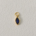 Gold-plated marquise pendant featuring a deep blue zircon birthstone and round jump ring - September-Dark Blue