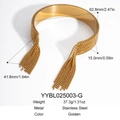 Detalle de brazalete de acero inoxidable chapado en oro 18K con borlas de metal - Collar de Borlas (YYBL025003-G) / Dorado