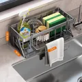 Küchen-Organizer in Gunmetal mit Handtuchstange für Schwämme und Seifenablage - Kohlenstoffstahl / Verbessert A Mit Stange / Rotguss