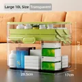 10L Green transparent three-layer medicine box with handle for home emergency storage - Large (10L) / Transparent Matcha