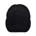 Close-up of black ribbed wool knit beanie showing detailed texture and warm double-layer - Wool Solid Color Beanie / Adult / Black
