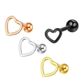 Stainless steel hollow heart stud earrings in rose gold, silver, black, and gold finishes - Hollow Heart / Steel