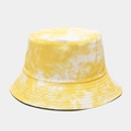 Detail of yellow and white tie-dye bucket hat with cotton canvas fabric texture - M (56-58cm) / Yellow