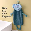 Absorbent deep sea blue elephant hand towel made of thick coral fleece for kids - Deep Sea Blue Elephant / Dark Blue