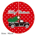 90cm red Christmas tree skirt with vintage truck print and white polka dot design - Red Polka Dot Car Tree