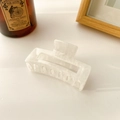 Elegant white marble pattern acrylic hair claw clip for women on a clean desk - 7.4cm / Ink White