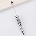 DIY beadable ballpoint pen with black and white cow print pattern on barrel and top bead - 31# Pattern (Cow Print)