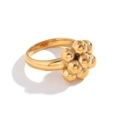 Anello in acciaio inossidabile placcato oro 18 carati con design a fiori a bolle - US 7 / Stile Bolla di Palloncino Cast / Oro