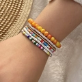 Bohemian multilayer colorful seed bead bracelet set with yellow gradient and metallic beads - Yellow Gradient Colorful Style(7#)