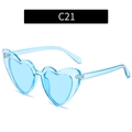 Fashion heart-shaped sunglasses in translucent jelly light blue finish with C21 color code - Transparent Blue Frame Blue Lens