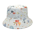Detailed close-up of light blue bucket hat featuring colorful mushroom and floral patterns - M (56-58cm) / Light Blue Colorful Mushroom & Floral Print Style (26#)