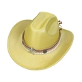 Chapeau de cowboy jaune scintillant avec ruban tressé et étoile métallique turquoise - M (56-58cm) / 132-Jaune