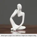 White resin thinker statue in abstract Nordic style for minimalist home decor, size 13cm - White Thinking Right