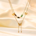 Qyh1064 Colored Diamond Butterfly Necklace Gold
