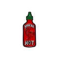 Spilla smaltata a forma di salsa piccante con gallo e scritta You're Hot per zaini - Motivo Gallo YOU'RE HOT / Salsa piccante rossa