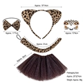 5-piece leopard print animal costume set for kids including headband, bowtie and tutu - Leopard 3-Piece Set + Face Sticker + Leopard Tutu Skirt