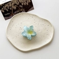Plumeria flower hair claw clip in gradient light blue and yellow translucent resin - Small / Gradient Blue