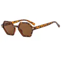 Lunettes de soleil hexagonales vintage avec monture léopard et verres brun foncé - Monture Écaille de Tortue Verres Thé