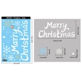 Blue and white Christmas window stickers with Merry Christmas text and snowflake decals - BQ554 Snowflakes Text
