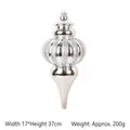Large 37cm silver onion-shaped Christmas pendant with glitter vertical stripes - Silver Striped Gourd (17*37cm)