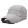 Light gray quick-dry baseball cap featuring SPORTS text and textured mesh fabric - Adjustable / Light Gray