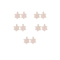 Detail view of ten gold-rimmed white enamel spider web charms for jewelry making - 2# White Spider Web