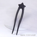 U-shaped black sandalwood hair stick with minimalist five-point star 12.5cm long - U Hairpin - Star A